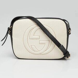 Gucci Black/White Leather Soho Disco Shoulder Bag